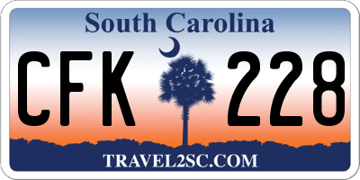 SC license plate CFK228