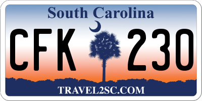 SC license plate CFK230