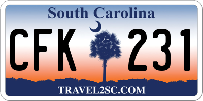 SC license plate CFK231