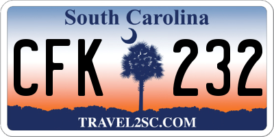 SC license plate CFK232
