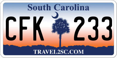 SC license plate CFK233