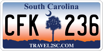 SC license plate CFK236
