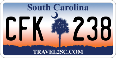 SC license plate CFK238