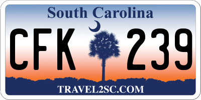 SC license plate CFK239