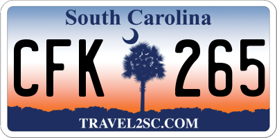 SC license plate CFK265
