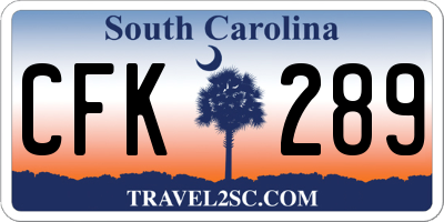 SC license plate CFK289