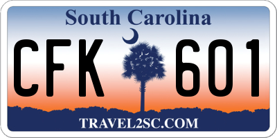 SC license plate CFK601