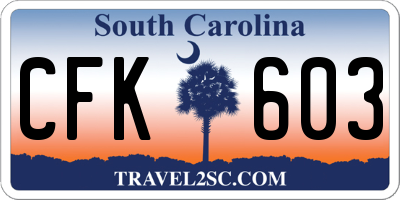 SC license plate CFK603