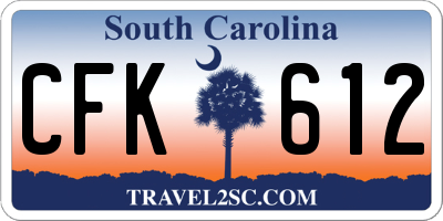 SC license plate CFK612
