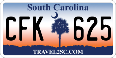 SC license plate CFK625