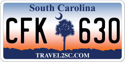 SC license plate CFK630