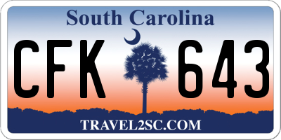 SC license plate CFK643