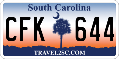 SC license plate CFK644