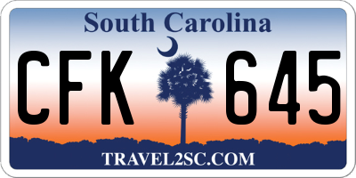 SC license plate CFK645