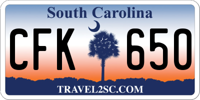 SC license plate CFK650