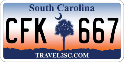 SC license plate CFK667