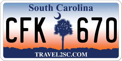 SC license plate CFK670