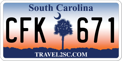 SC license plate CFK671