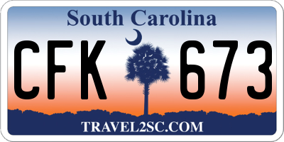SC license plate CFK673