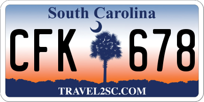 SC license plate CFK678