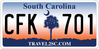 SC license plate CFK701