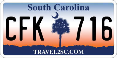 SC license plate CFK716