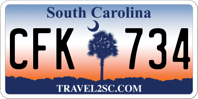 SC license plate CFK734