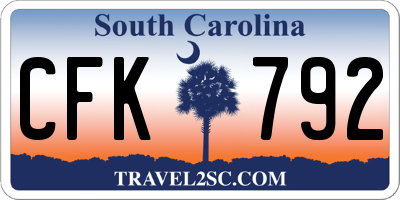 SC license plate CFK792