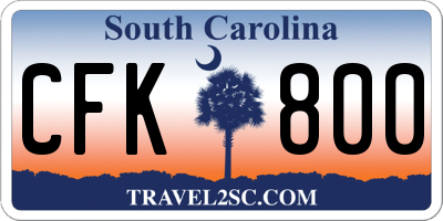 SC license plate CFK800