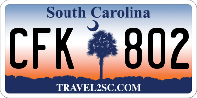 SC license plate CFK802