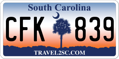 SC license plate CFK839