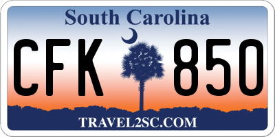 SC license plate CFK850