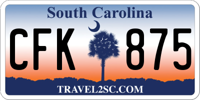 SC license plate CFK875