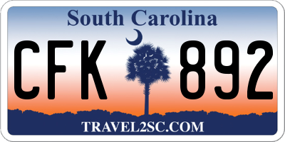 SC license plate CFK892
