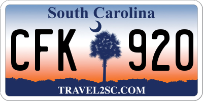 SC license plate CFK920