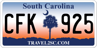 SC license plate CFK925