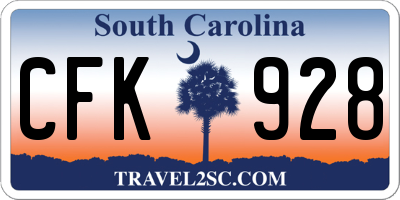 SC license plate CFK928
