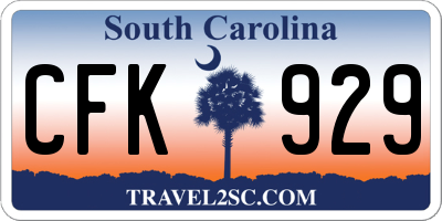 SC license plate CFK929