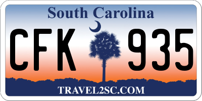 SC license plate CFK935