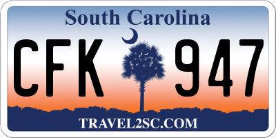 SC license plate CFK947