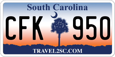 SC license plate CFK950