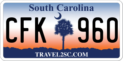SC license plate CFK960