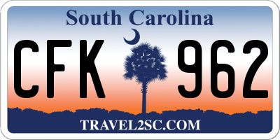 SC license plate CFK962