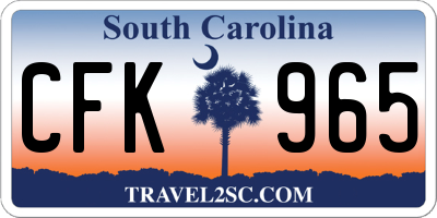 SC license plate CFK965