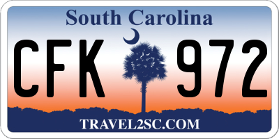 SC license plate CFK972