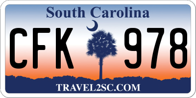 SC license plate CFK978