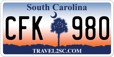 SC license plate CFK980