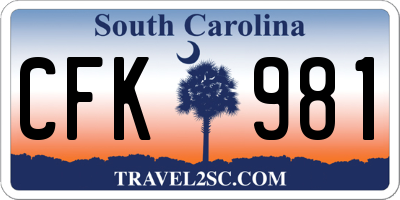 SC license plate CFK981