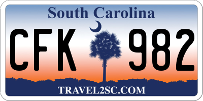 SC license plate CFK982