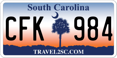 SC license plate CFK984